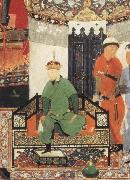 Bihzad Timur enthroned and holding the white kerchief of rule China oil painting reproduction