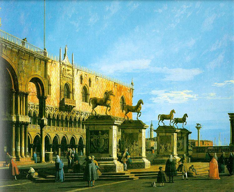 Canaletto Capriccio, The Horses of San Marco in the Piazzetta China oil painting art