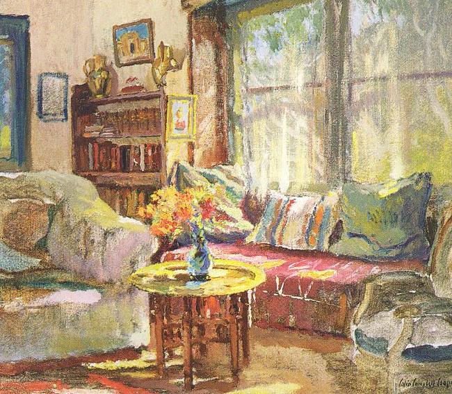 Colin Campbell Cooper Cottage Intérieur peinture à l'huile d'image