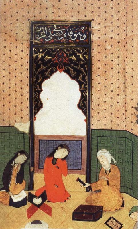 Bihzad the theophany through Layli sitting framed within the prayer niche China oil painting art