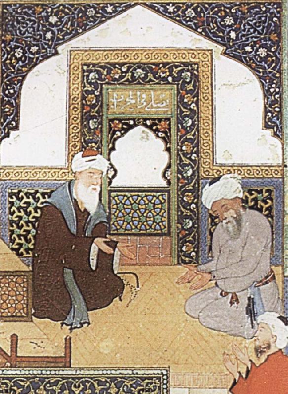 Bihzad A shaykh in the prayer niche of a mosque China oil painting art