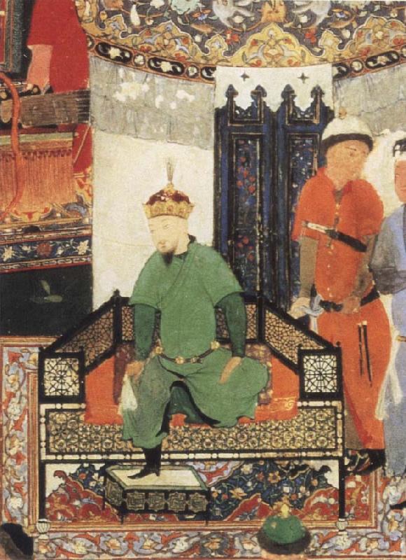Bihzad Timur enthroned and holding the white kerchief of rule China oil painting art