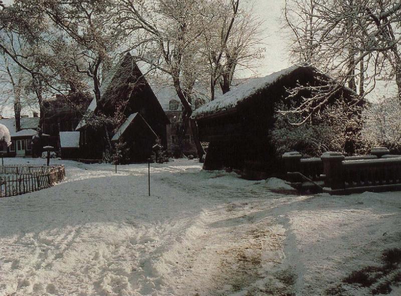 kulturen vinter over kyrkan fran bosedo och loft boden fran u ranas i smaland oil painting picture