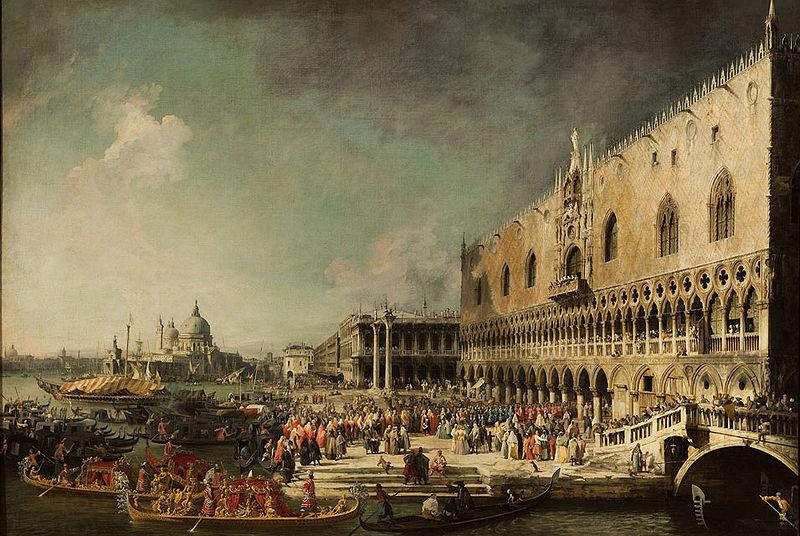 Canaletto The Reception of the French Ambassador Jacques Vincent Languet, Compte de Gergy at the Doge Palace oil painting picture