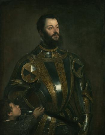 Titian Portrait of Alfonso d'Avalos (1502-1546), in Armor with a Page oil painting picture